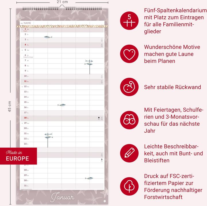 Produktbild Meer Familie Familienplaner 2026 - Planer für alle an Deck (21 x 45 cm)