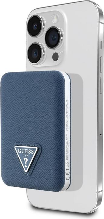 Guess Power bank uess PU Grained Triangle Logo MagSafe Powerbank 5000mAh Blue (5000 mAh, 10 W, 18.50 Wh)