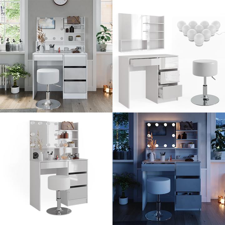 Actual product image Vicco Sherry with stool and lighting (90 x 75 x 40 cm)