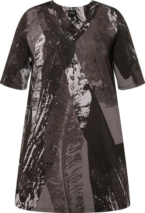 Image du produit Ulla Popken T-shirt en tissu fluide slinky, avec plis fantaisie. Col V et manches courtes. Ligne A (42, 44)