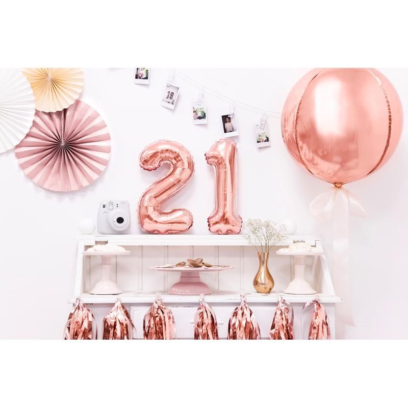 Thumbnail - Partydeco Zahlenballon 1 Alu Rosegold 35cm