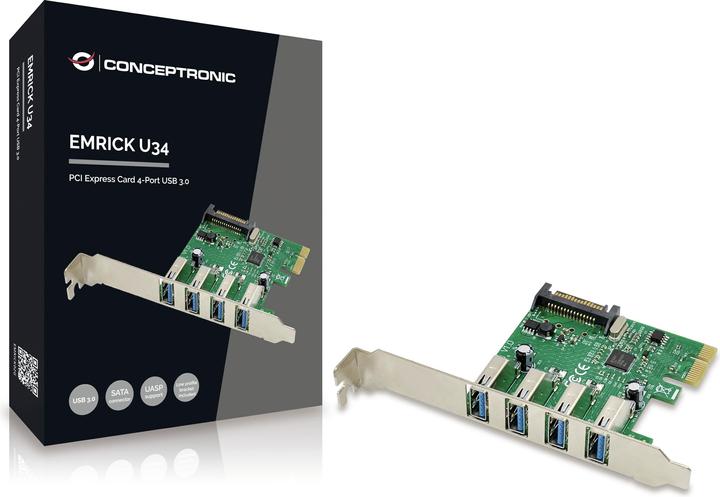 Image du produit Conceptronic Carte PCI Express 4 ports USB 3.0
