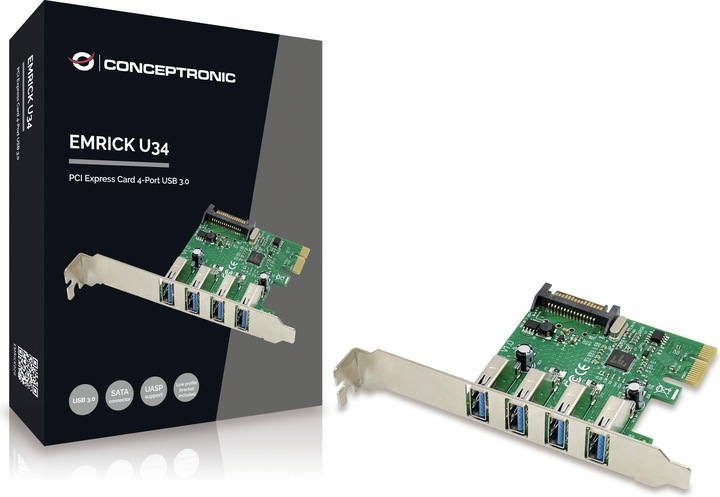 Actual product image Conceptronic 4-port USB 3.0 PCI Express card