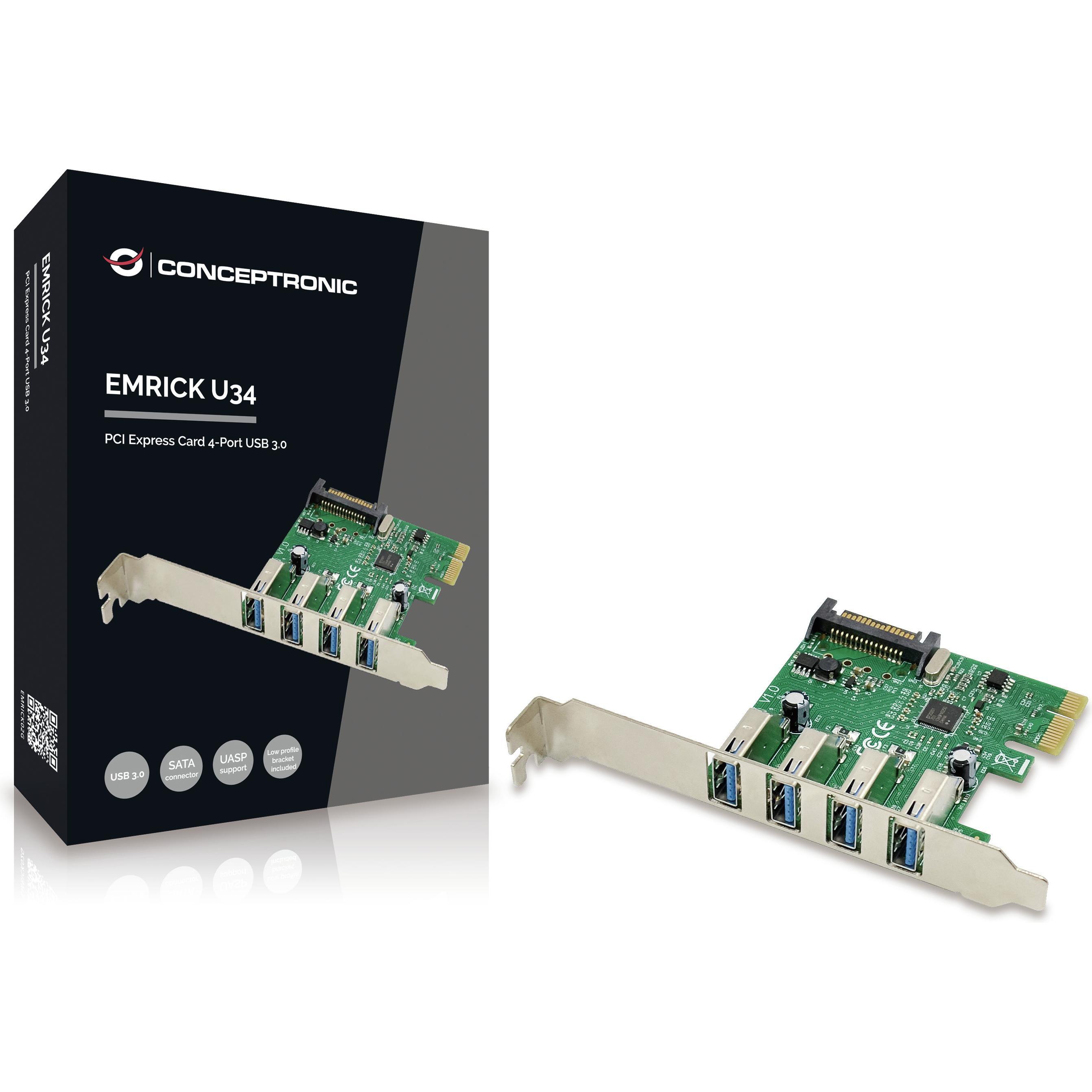 Thumbnail - Conceptronic 4-Port-USB-3.0 PCI-Express-Karte, Kontrollerkarte
