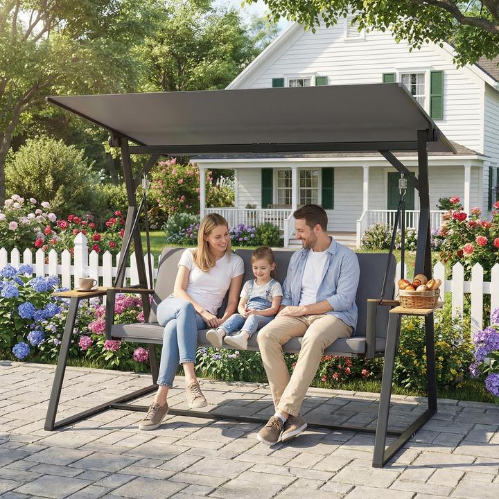 Image du produit Outsunny Gartenschaukel Metall, Polyester Grau
