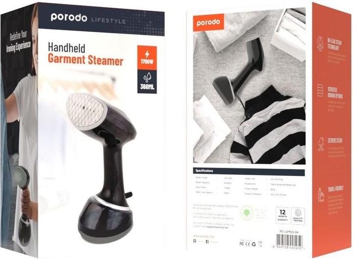 Produktbild Porodo Lifestyle Portable Garment Steamer 1700W -Black (1700 W)
