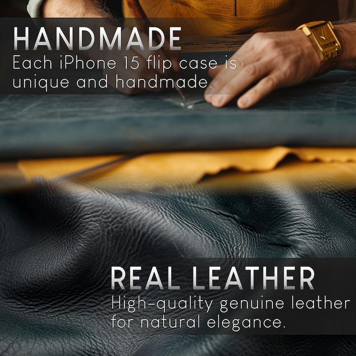 Produktbild Nalia Echt Leder Flip Case Hülle mit Magnetverschluss (Apple iPhone 15)