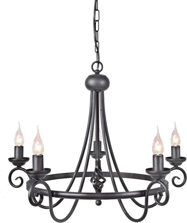 Elstead Lighting Harlech chandelier E14 5-light black, Made in UK (58 cm)