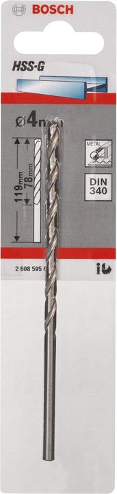 Produktbild Bosch Professional Zubehör Metallbohrer HSS-G, DIN 340, 4 x 78 x 119 mm, 1er-Pack (4 mm)