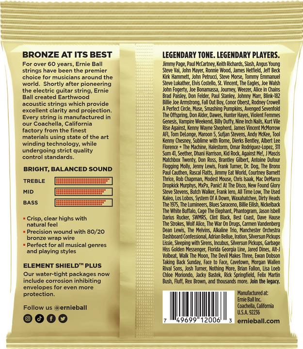 Valori nutrizionali e ingredienti Ernie Ball Earthwood Extra Light Bronze (6 x, Chitarra, 0.05")