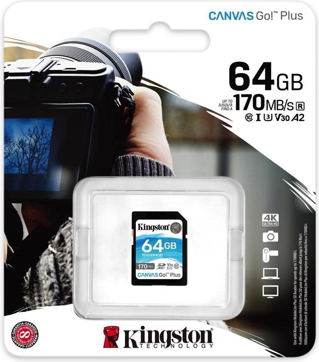 Actual product image Kingston Canvas Go! Plus (64 GB, SDXC, U3, UHS-I)