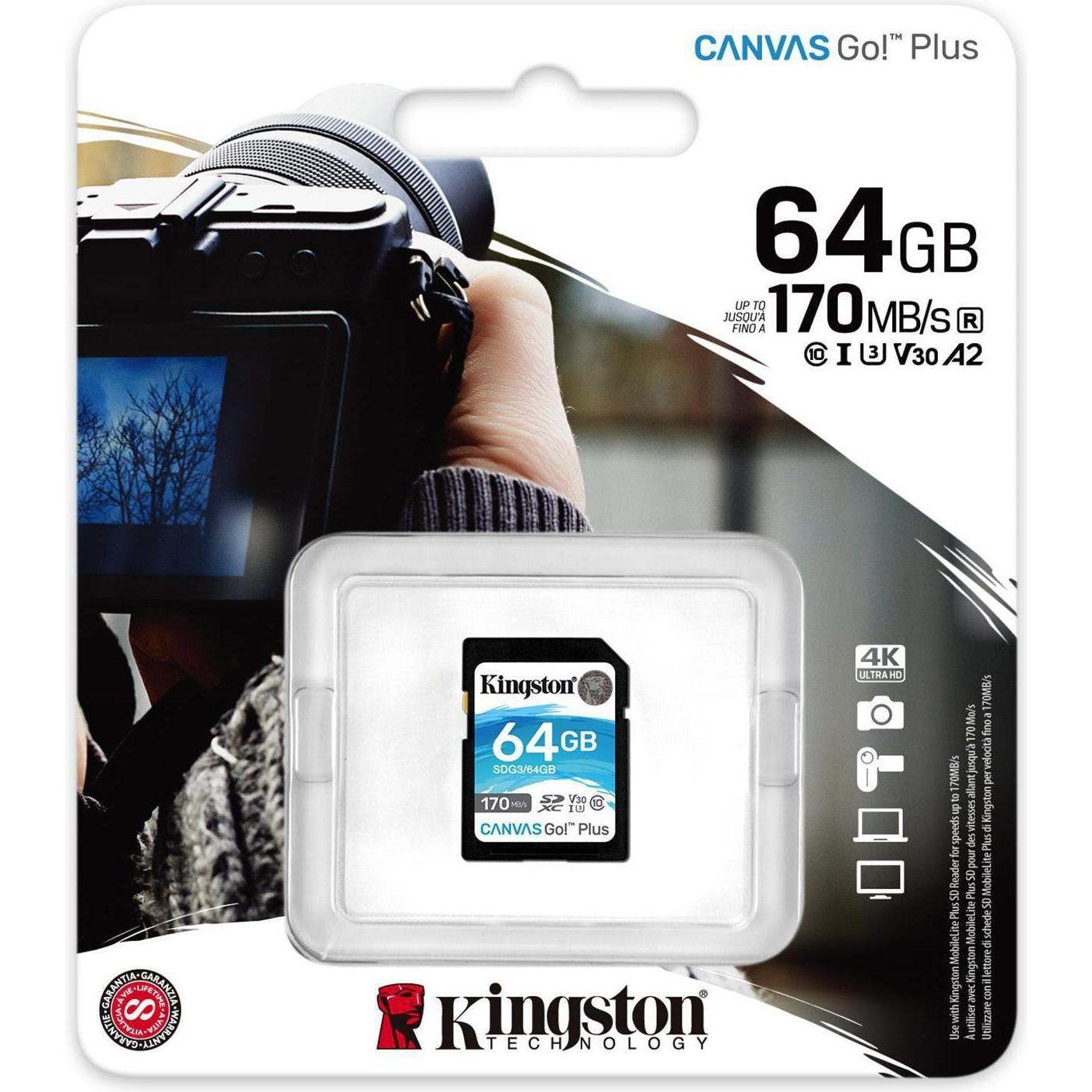 Thumbnail - Kingston Canvas Go! Plus (64 GB, SDXC, U3, UHS-I), Speicherkarte, Schwarz