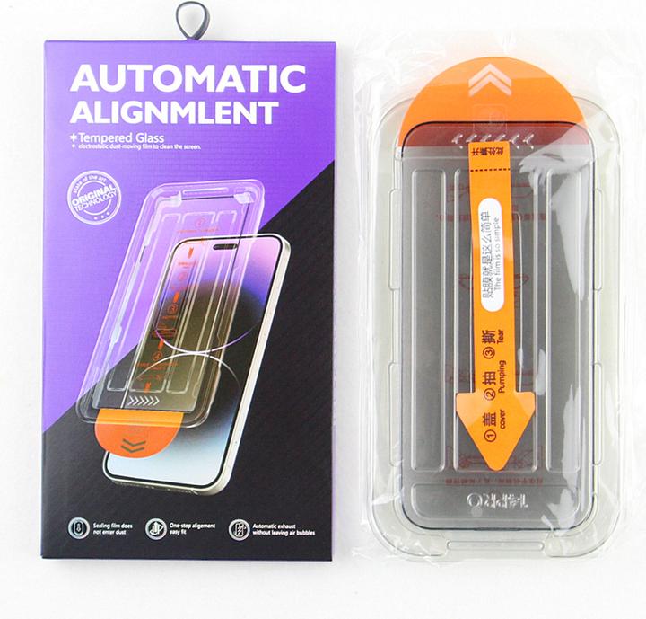 Actual product image OEM Tempered glass 9D Easy Tool for iPhone 15 6,1" privacy