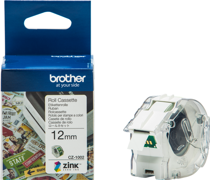 Productafbeelding Brother CZ-1002 etikettenrol (1.20 cm, Wit)