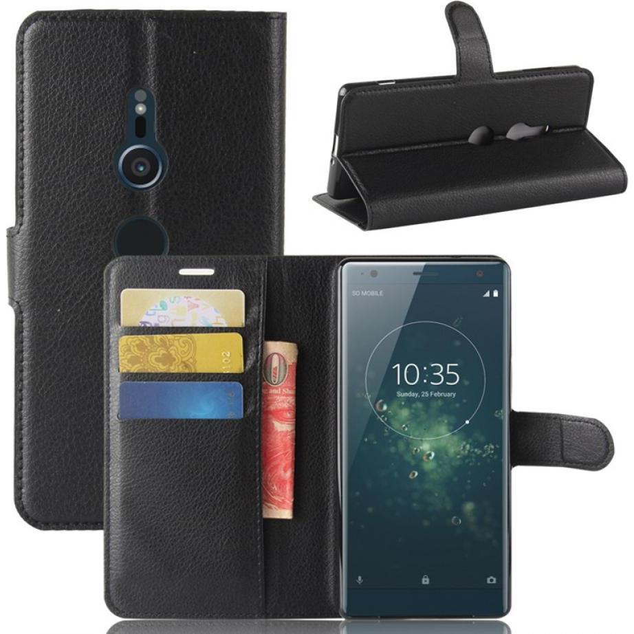 Screenguard Sony Xperia XZ2 Leather Guard Lederhülle (Sony Xperia XZ2), Smartphone Hülle, Schwarz