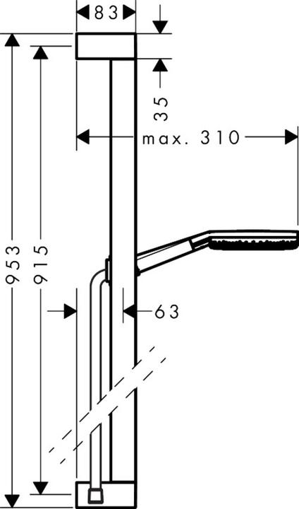 Productafbeelding hansgrohe Doucheset mit extra grosser wassersparender Douchekop, drei Strahlarten und verstellbarer Stange