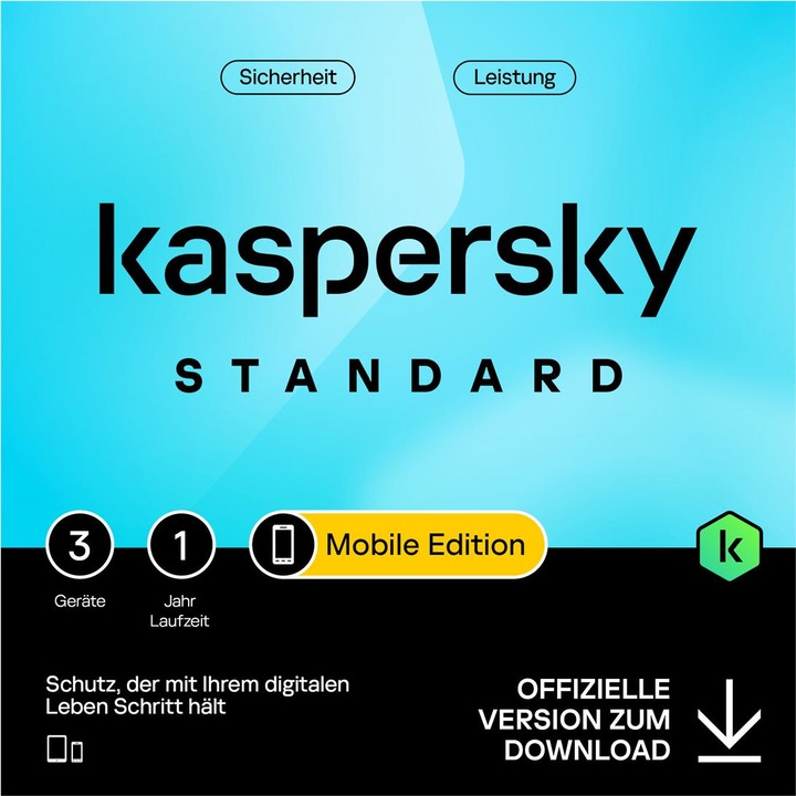 Kaspersky Standard Mobile 3device 1year Download (3 Utente, 1 Dispositivi/Utenti, 12 mesi)