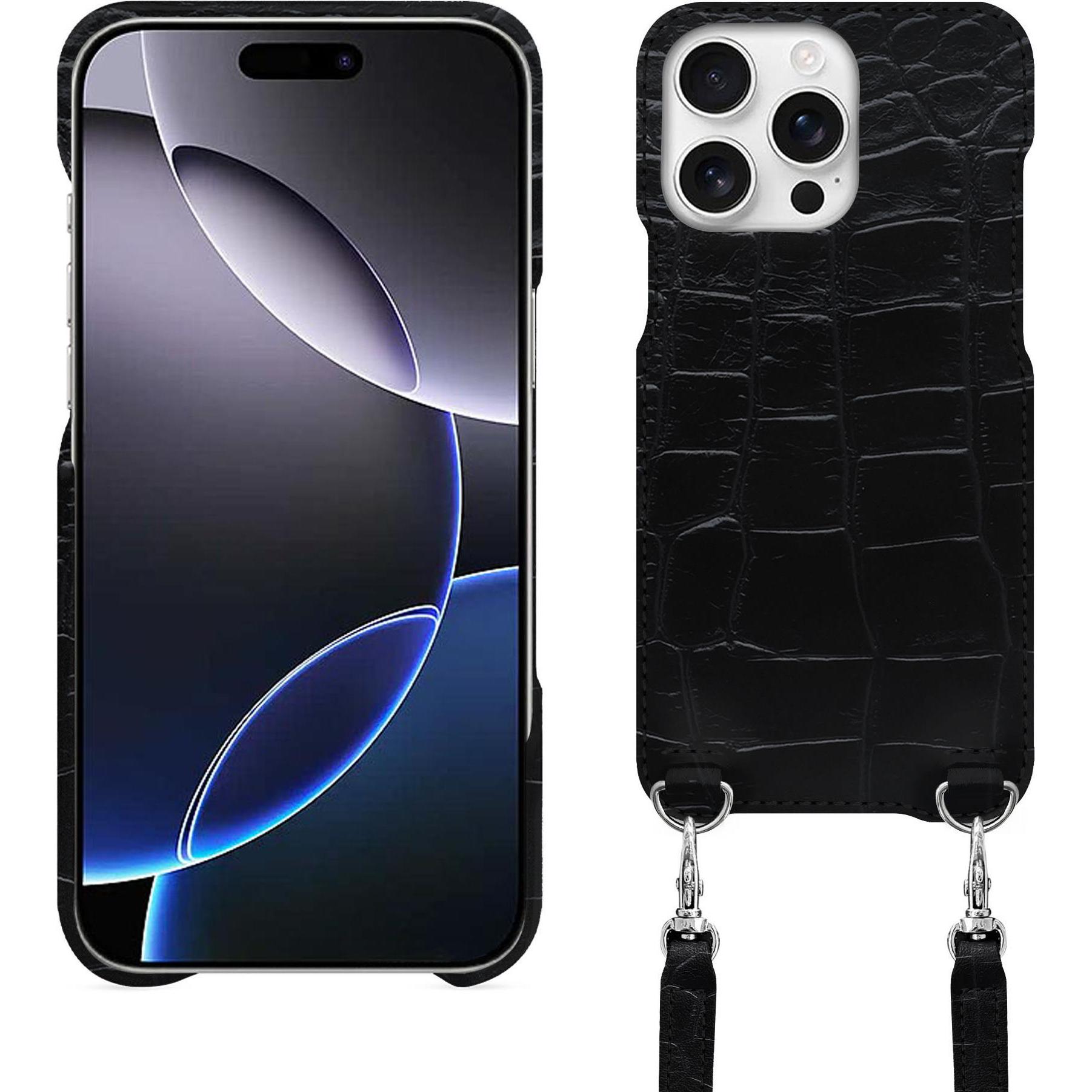 Thumbnail - Noreve Schutzhülle mit Schulterriemen Apple iPhone 16 Pro Max (Apple iPhone 16 Pro Max), Smartphone Hülle, Schwarz