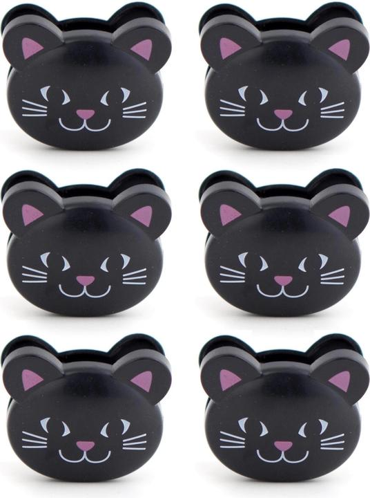 Kikkerland Closure clip cat 6 pieces, black (6 x)