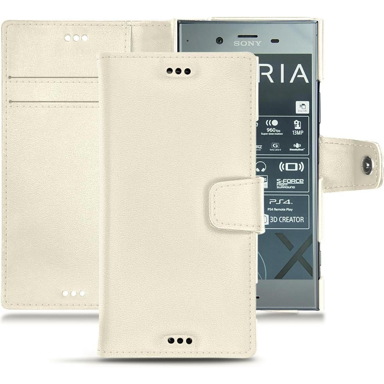 Noreve Lederschutzhülle Wallet (Sony Xperia XZ1), Smartphone Hülle, Weiss