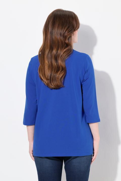 Immagine prodotto Ulla Popken Maglia dal taglio svasato con fiori, scollo a tunica e maniche a 3/4 (62)