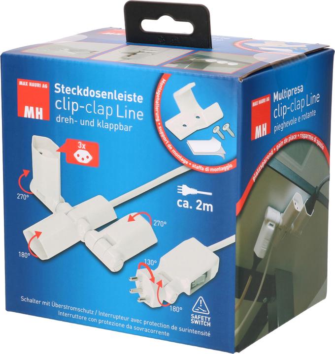 Image du produit Max Hauri clip-clap Steckdosenleiste (3x, Type 13, 2 m)