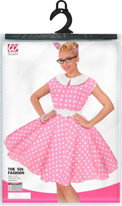 Produktbild Widmann 50er JAHRE ROCK'N'ROLL MODE ROSA (Kleid mit Petticoat, Gürtel, Haarband), L (L)