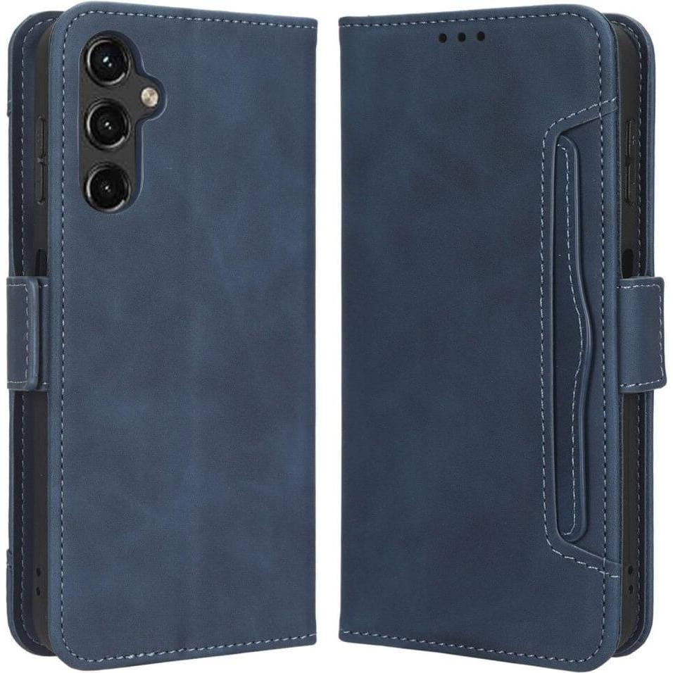 Cover-Discount Galaxy A14 - Etui mit vielen Kartenfächer blau (Samsung Galaxy A14), Smartphone Hülle, Blau