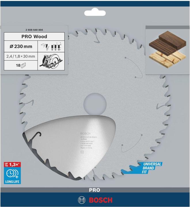 Immagine prodotto Bosch Professional Zubehör Lama per sega circolare PRO Wood, 230 x 2,4 x 30 mm