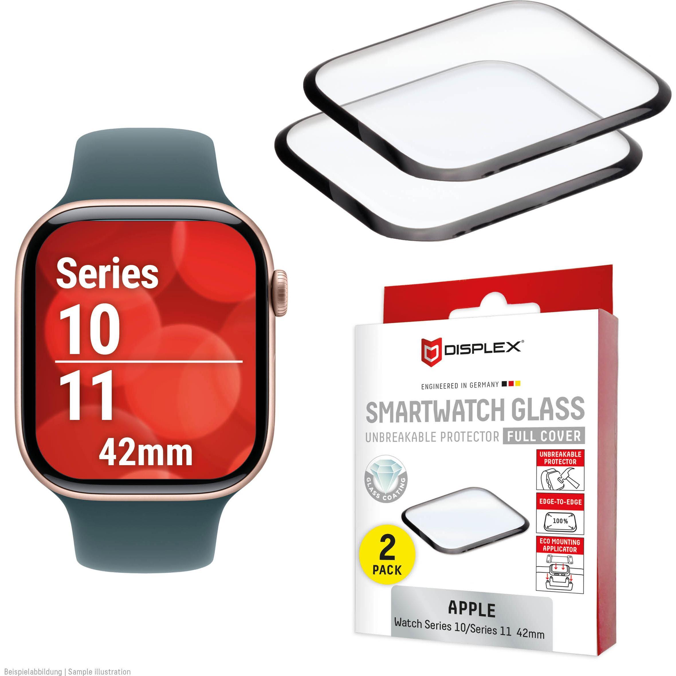 Displex Full Cover Schutzfolie, Full Cover Watch Glass, Doppelpack, Accessori per smartwatch, Trasparente