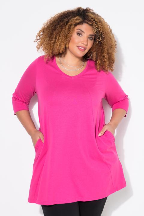 Produktbild Ulla Popken Longshirt, Ziernähte, A-Linie, V-Ausschnitt, 3/4-Arm (42, 44)