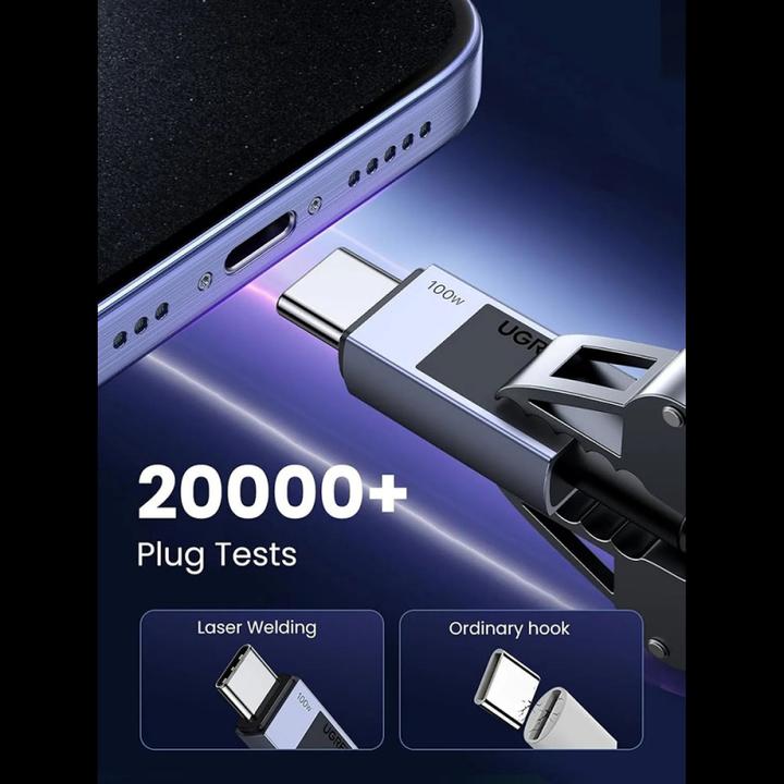 Produktbild Ugreen Kabel Typ C 2.0 Stecker auf Typ C 2.0 Stecker 5A Datenkabel 1M Schwarz (1 m, USB 2.0)