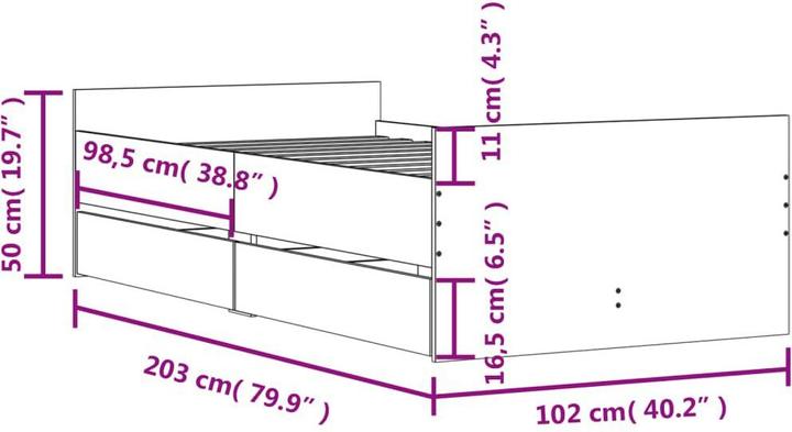 Image du produit vidaXL Bettgestell (100 x 200 cm)