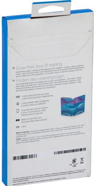 Immagine prodotto Amazon Kindle Kids Edition (2022) (6", 16 GB, Azzurro)