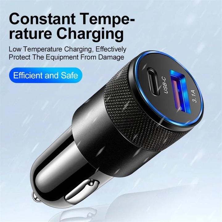 Produktbild PhoneLook Doppel USB Zigarettenanzünder Adapter 15W 3.1A Power Delivery USB-A & USB-C