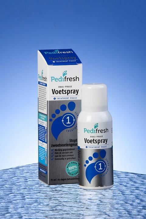 Productafbeelding Pedi Fresh Phase 1 Anti-Acute Zweetvoeten Spray 75ml (Voetbad, 75 ml)