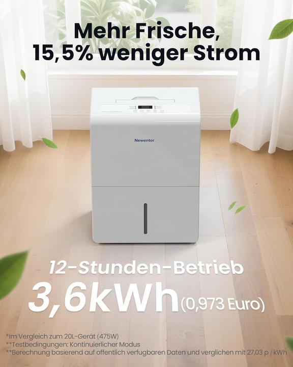 Produktbild Newentor Luftentfeuchter mit Geräuschreduktion (80 m², 25 l/24h)