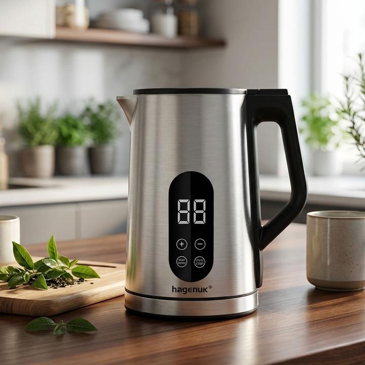 Immagine prodotto hagenuk Edelstahl-Wasserkocher mit digitalem Touch-Display, 1,7L, 2200W (1.70 l)