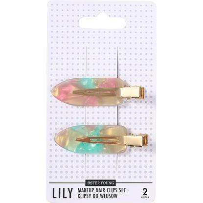 Galeria Hobby, Mollette + clip per capelli, Sister Young Lily Makeup Hair Clips Set Pink And Green 2 Pieces (2 pz.)