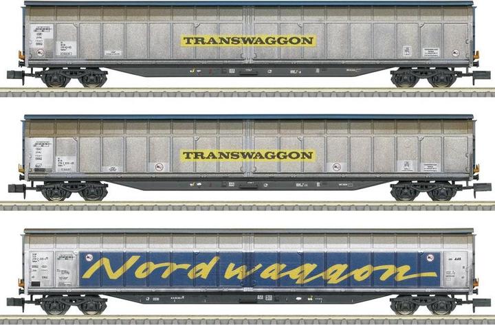 Productafbeelding MiniTrix 18297 N 3er-Set Grossraum-Schiebewagen der Transwaggon, MHI (Spoor VI)