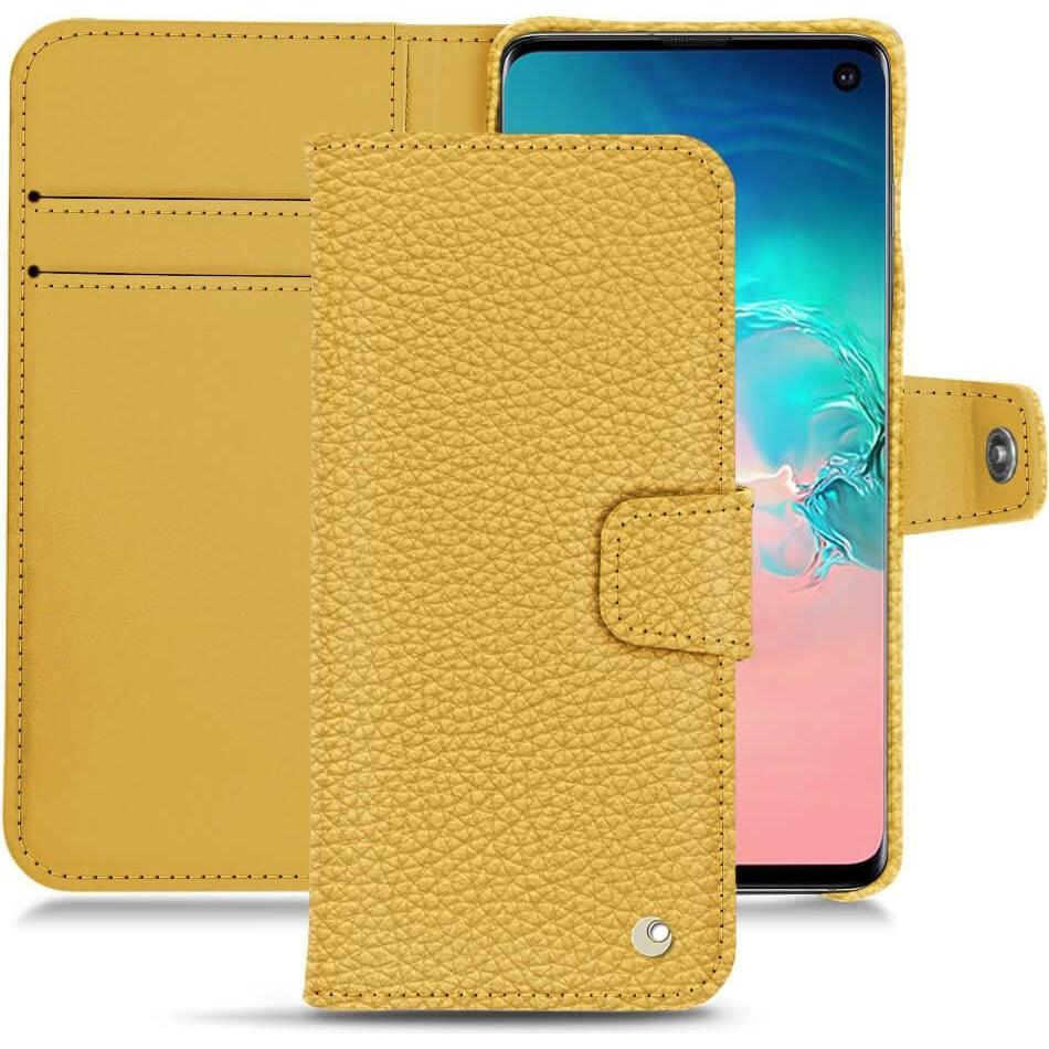 Noreve Lederschutzhülle Wallet (Samsung Galaxy S10e), Smartphone Hülle, Orange