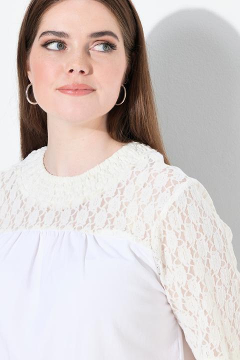Immagine prodotto Ulla Popken T-shirt con pizzo, collo alto e mezze maniche (42, 44)