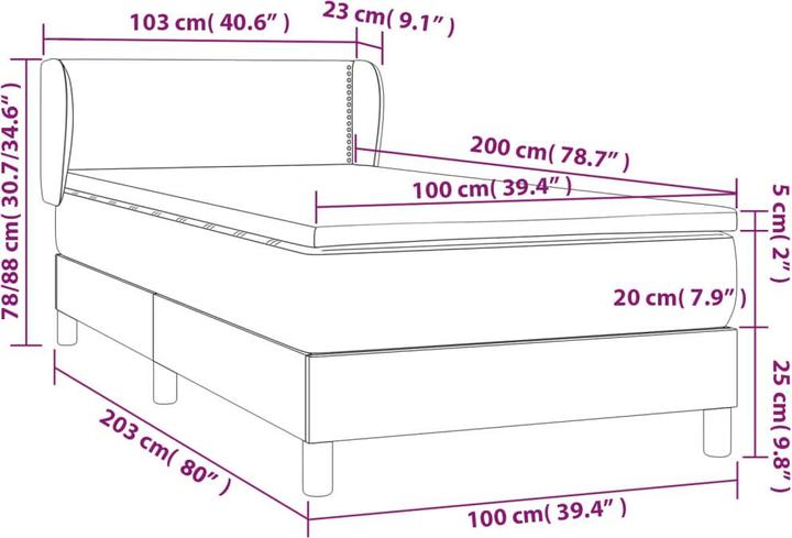Produktbild vidaXL Boxspringbett (100 x 200 cm)