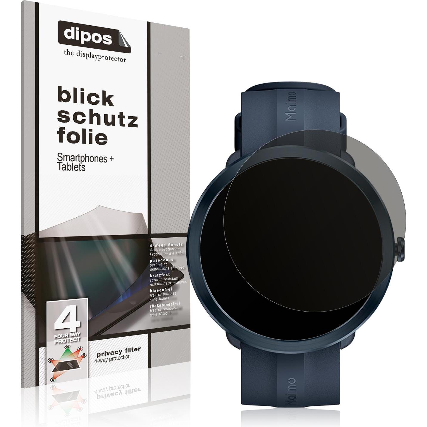 Dipos Blickschutzfolie 4-Way Privacy, Smartwatch Schutzfolie, Transparent