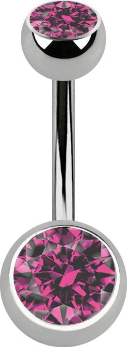 Immagine prodotto Star Piercing Banana argento con due sfere argento con cristallo rosa (senza ottone, Titanio)