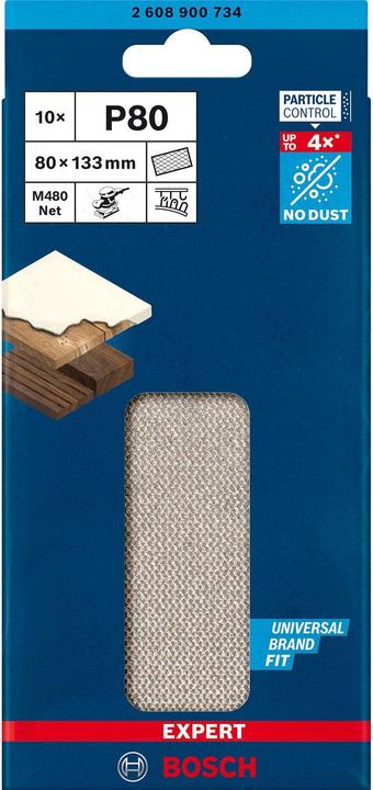 Image du produit Bosch Professional Zubehör Expert M480 Filet abrasif pour ponceuses vibrantes, 80 x133 mm, G 80, 10 pces. (80)