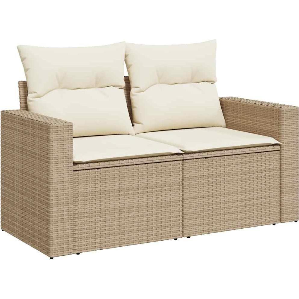 Thumbnail - VidaXL, Gartenlounge, 9-tlg. Garten-Sofagarnitur mit Kissen Beige Poly Rattan