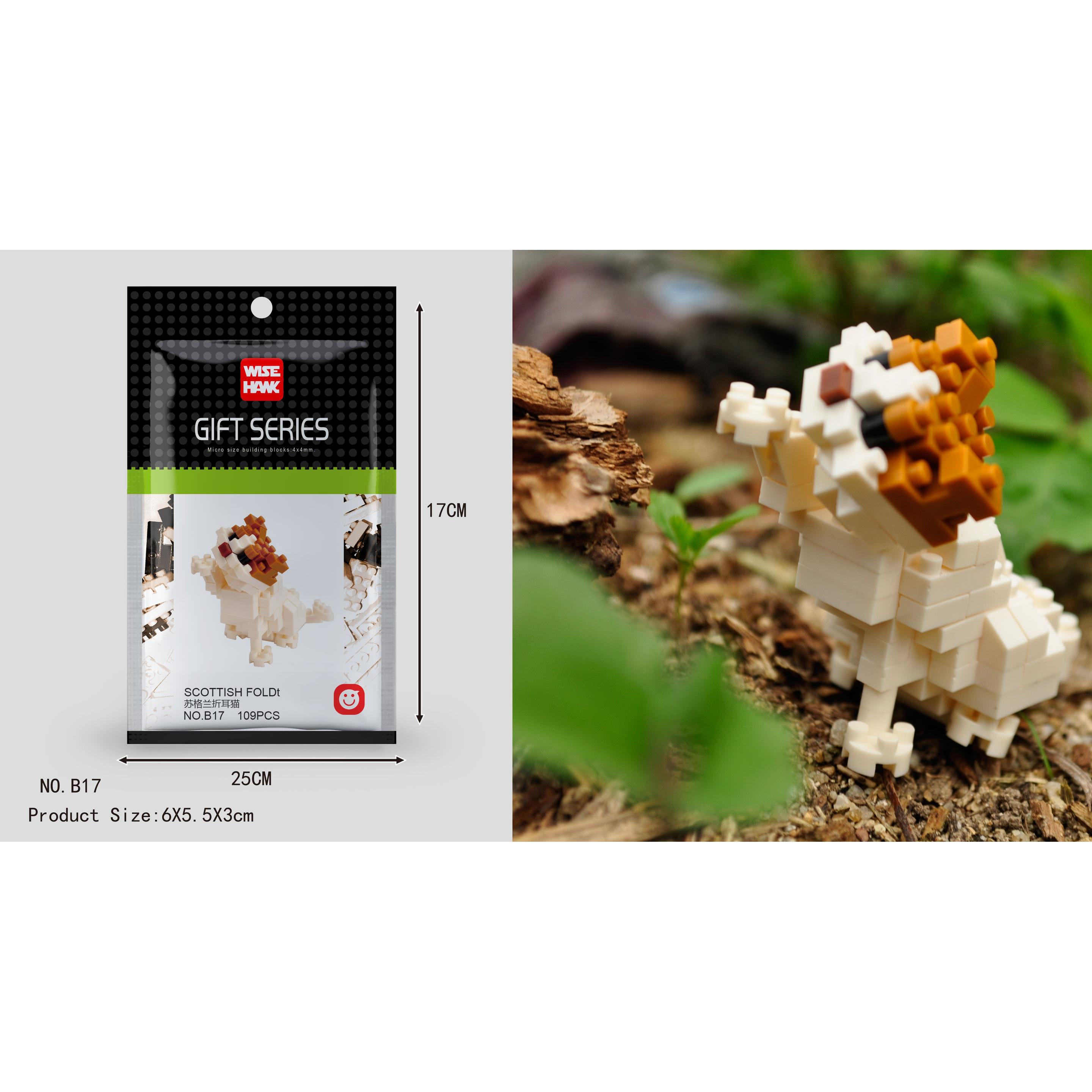Tinisu Schottische Faltohrkatze Figur Bausteine Modell LNO Micro-Bricks