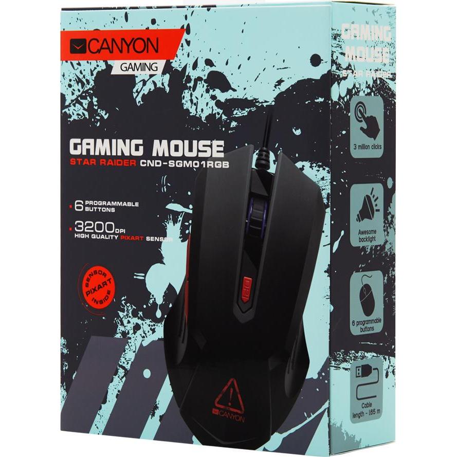 Thumbnail - Canyon Gaming mouse Star Rider, with RGB backlight, Macro, 6 programmable buttons, Pixart 3168 Optic (Kabelgebunden), Ma...