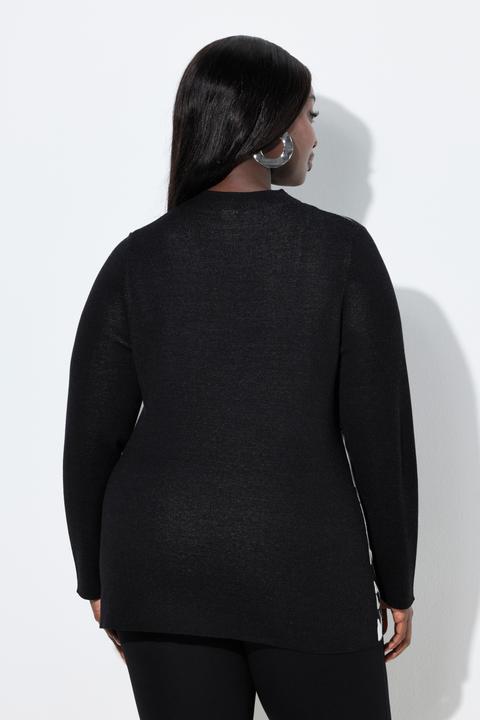 Produktbild Ulla Popken Jacquard-Pullover, Blüten, Stehkragen, Langarm (60)